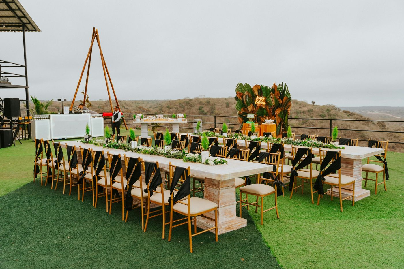 A professionally styled outdoor event setup